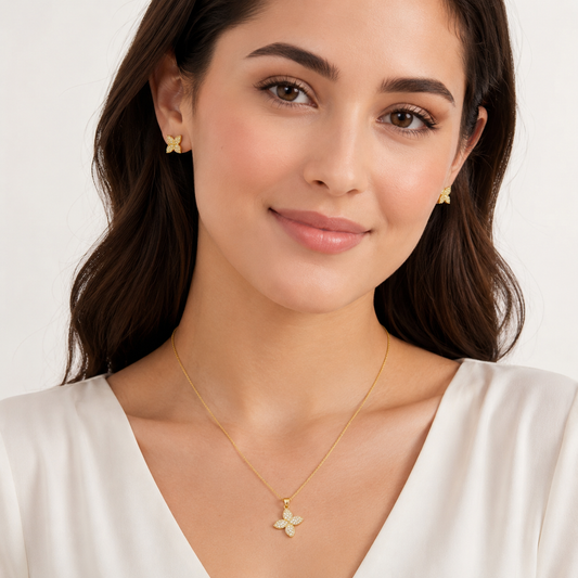 Aveline Gold Petal Crystal Set