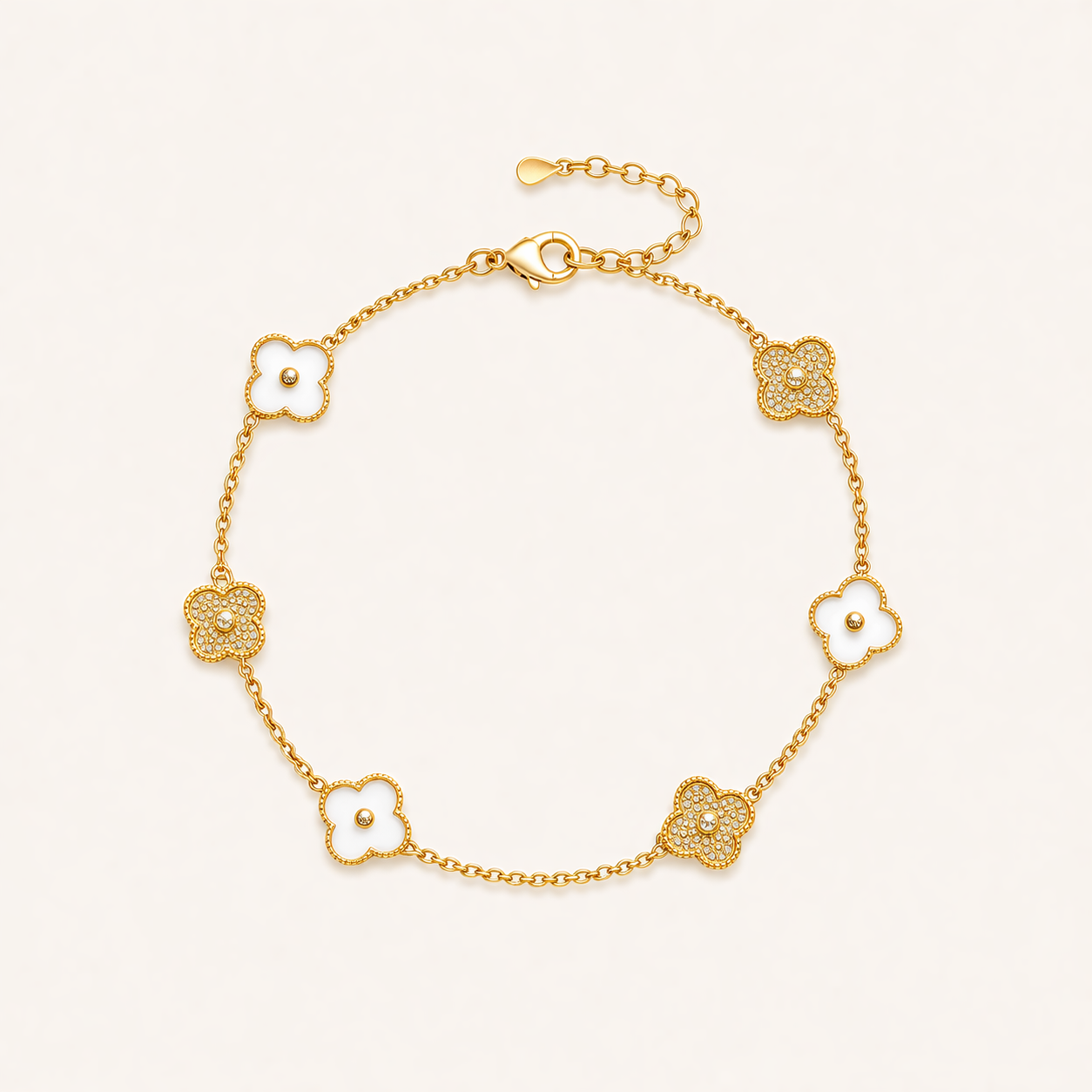 Gold Plated Floral Clover Bracelet – Luxury Elegant Design