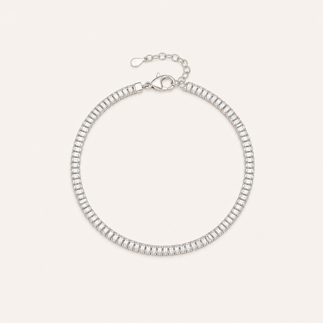 Silver Baguette Tennis Bracelet – Elegant Sparkle Design