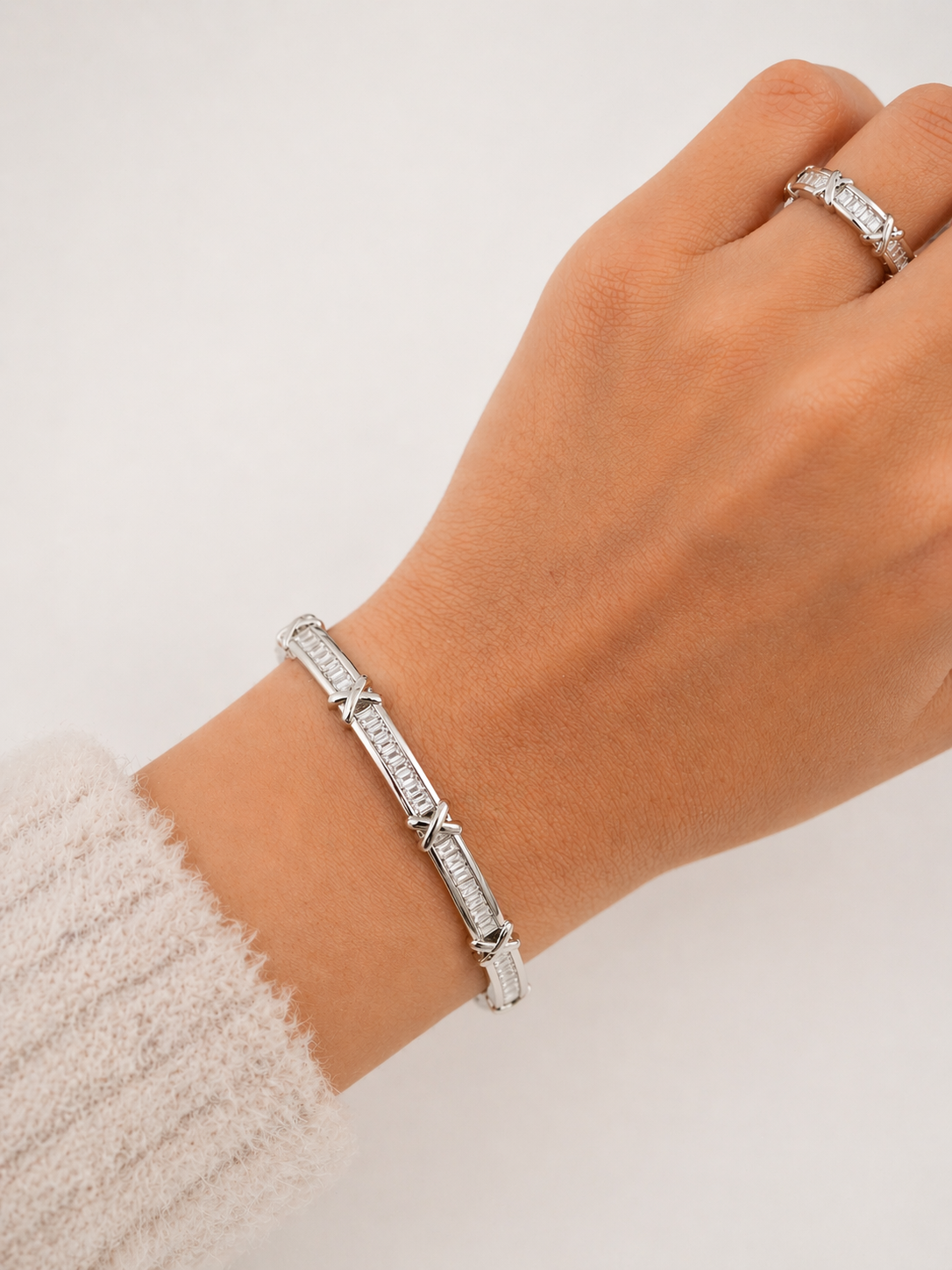 Silver Baguette X Bracelet