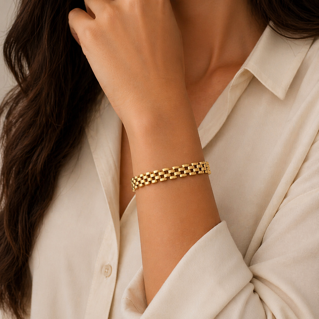 Gold Wide Chain Bracelet