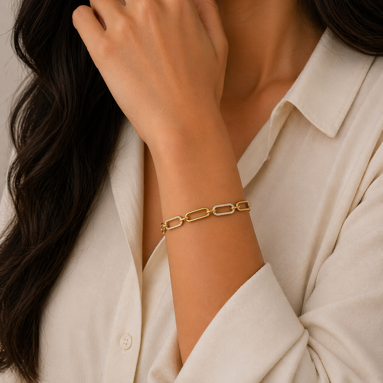 Gold Paperclip Chain Bracelet