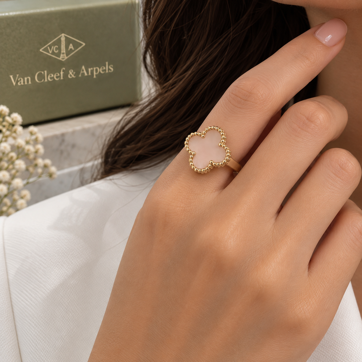 Pink Clover Statement Ring free size
