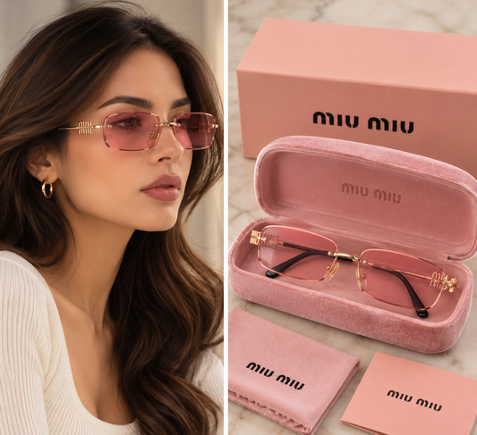 Miu Miu Pink Rimless Sunglasses