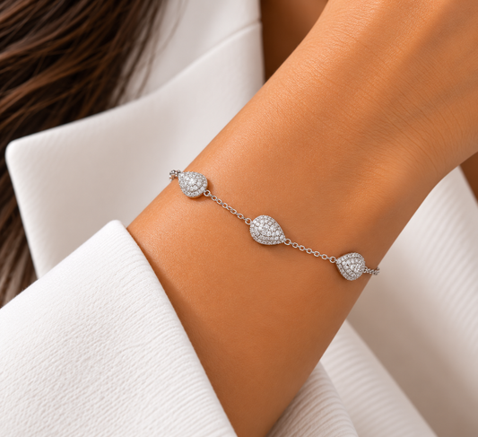 Silver Crystal Teardrop Bracelet