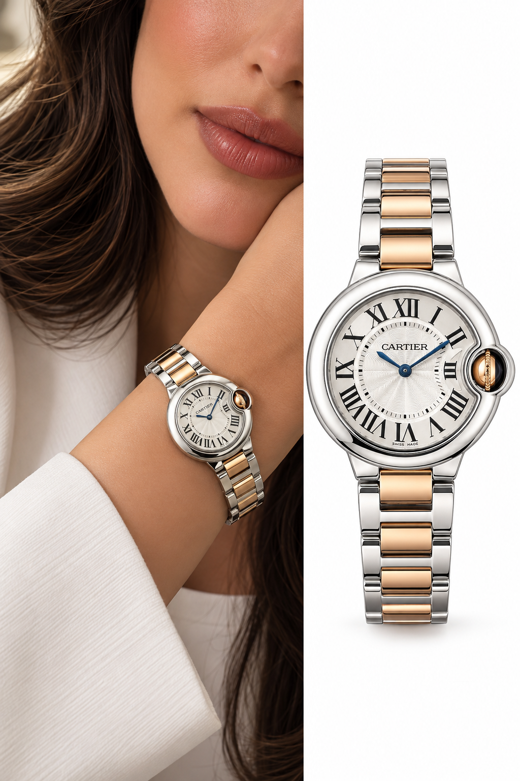 Cartier Ballon Bleu Two-Tone Rose Gold & Silver Watch