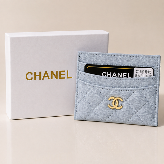 Chanel Light Grey Quilted Card Holder