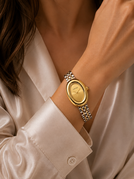 Cartier Two-Tone Oval Gold Watch