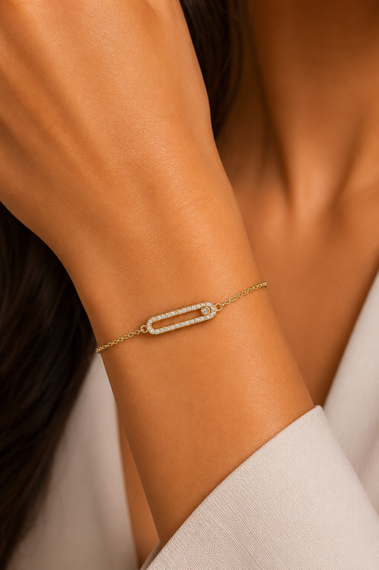 Gold Crystal M Bracelet