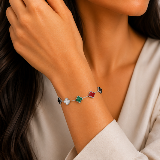 Multicolor Clover Charm Bracelet