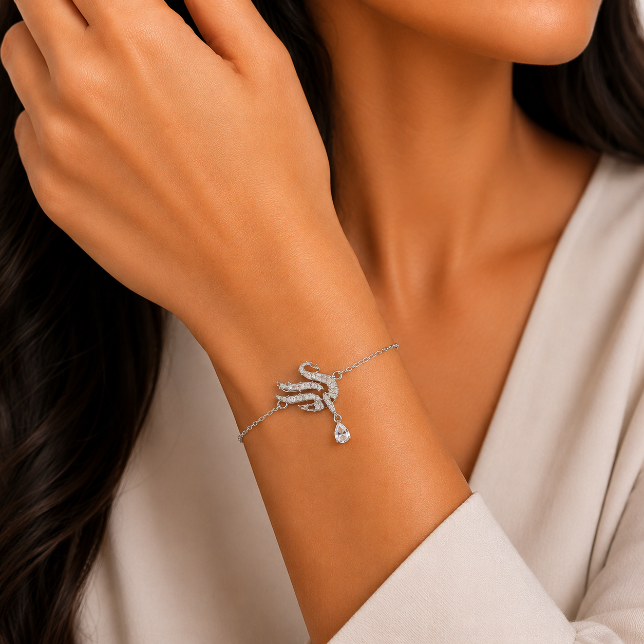 Silver Crystal Swan Bracelet