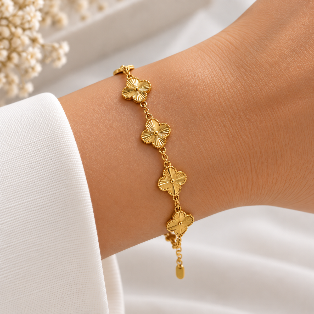Gold Clover Charm Bracelet