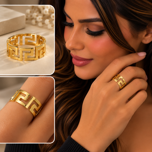 Greek Key Gold Ring