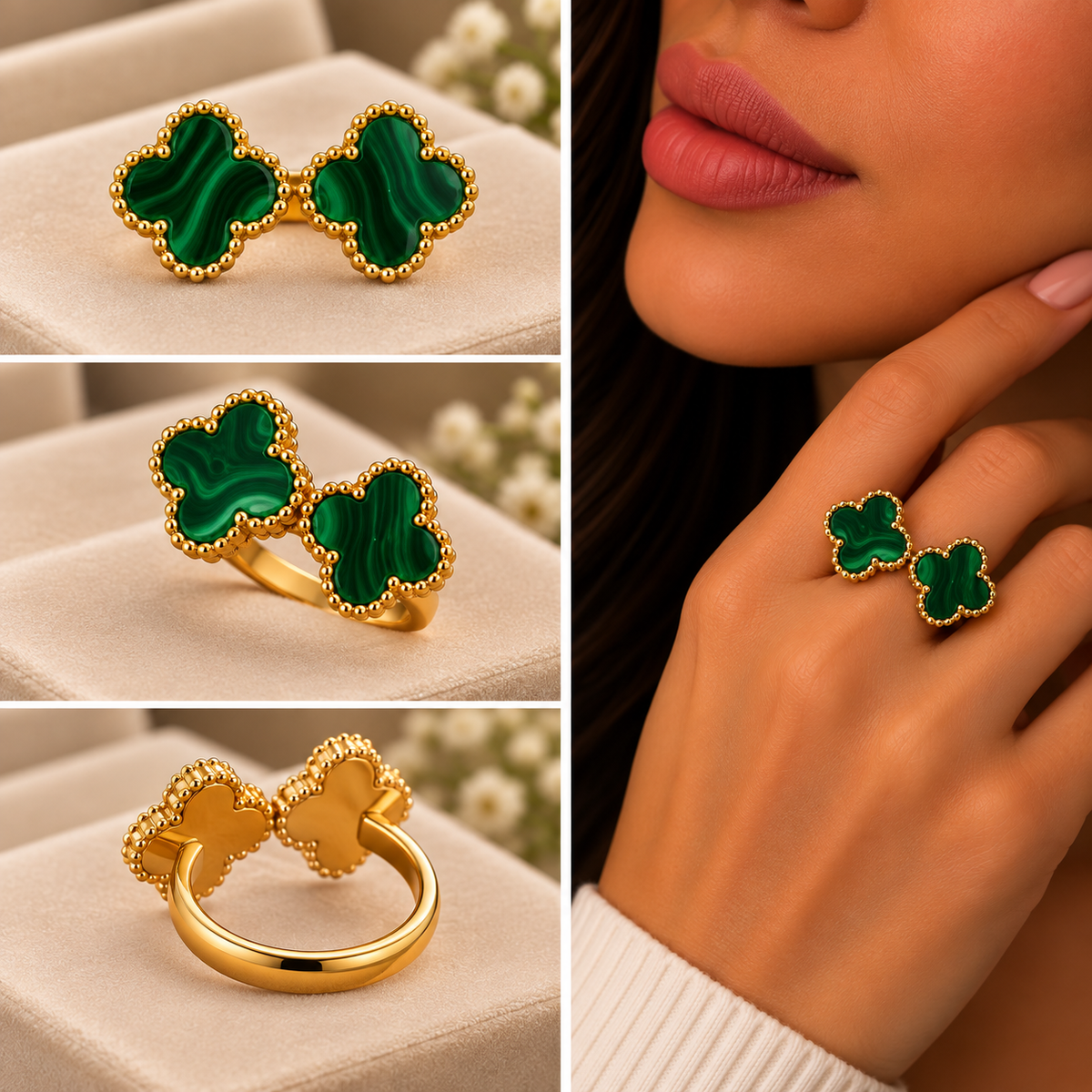 Green Clover Double Ring