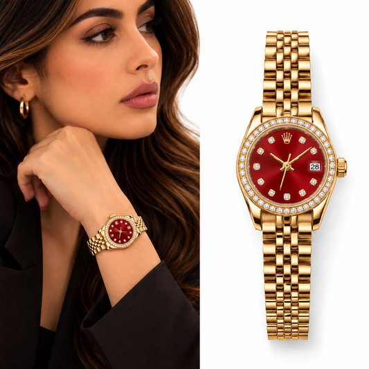 Gold Watch – Burgundy Dial