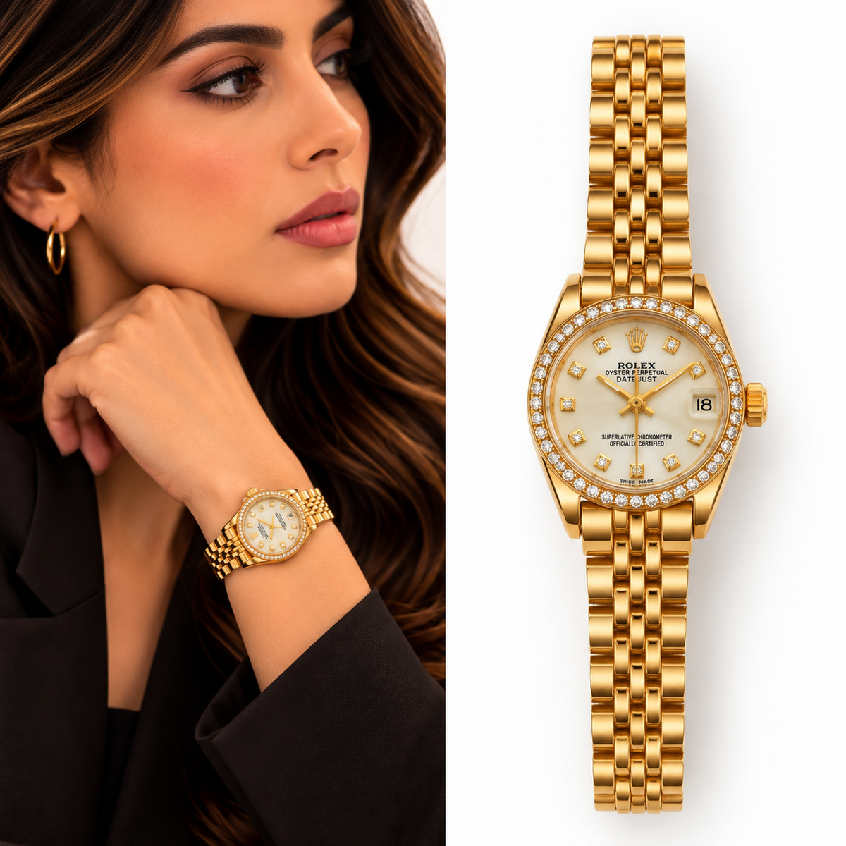 Gold Watch – Pearl White Dial