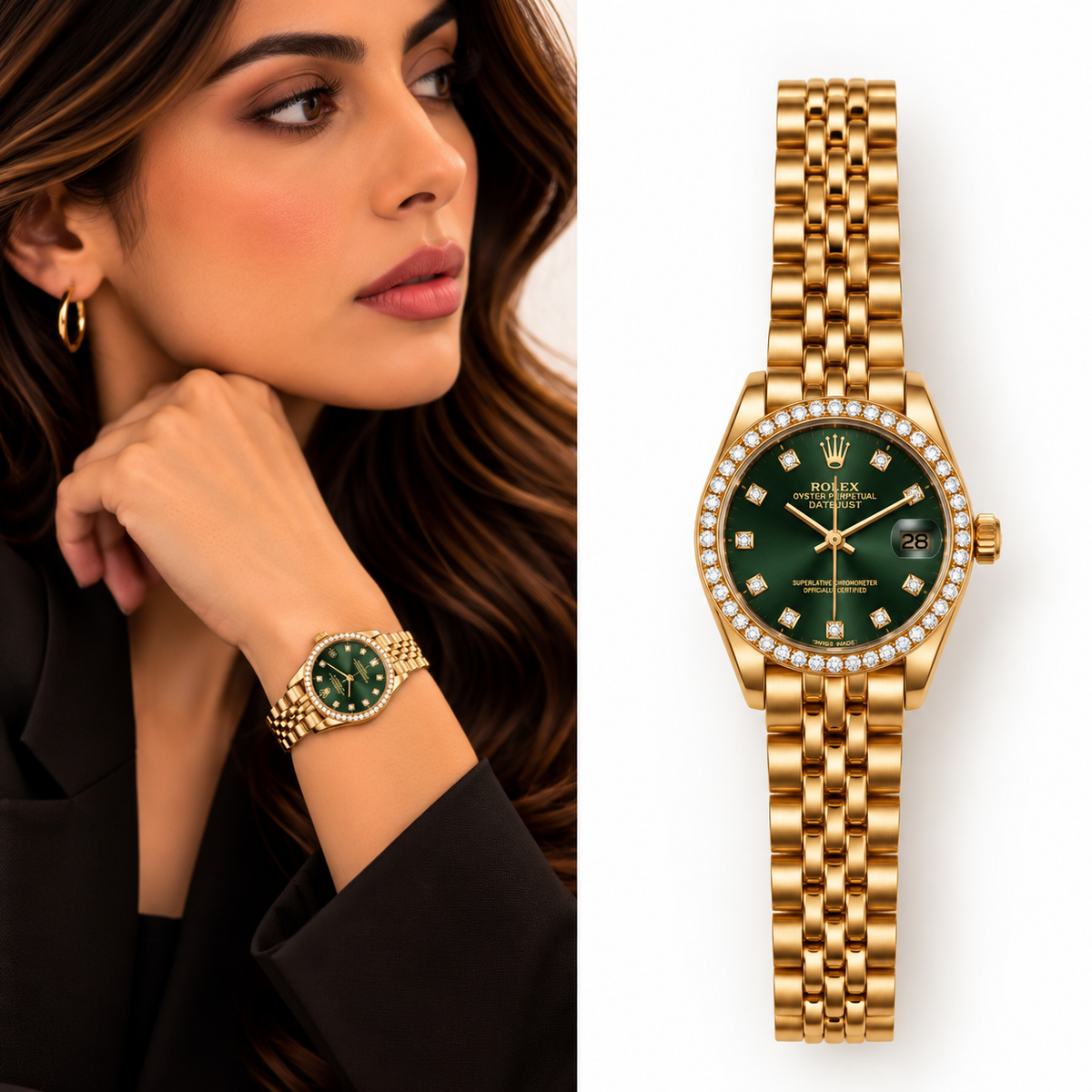 Gold Watch – Emerald Green Dial