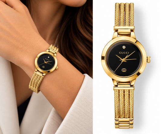 Gucci Gold Watch – Black Dial