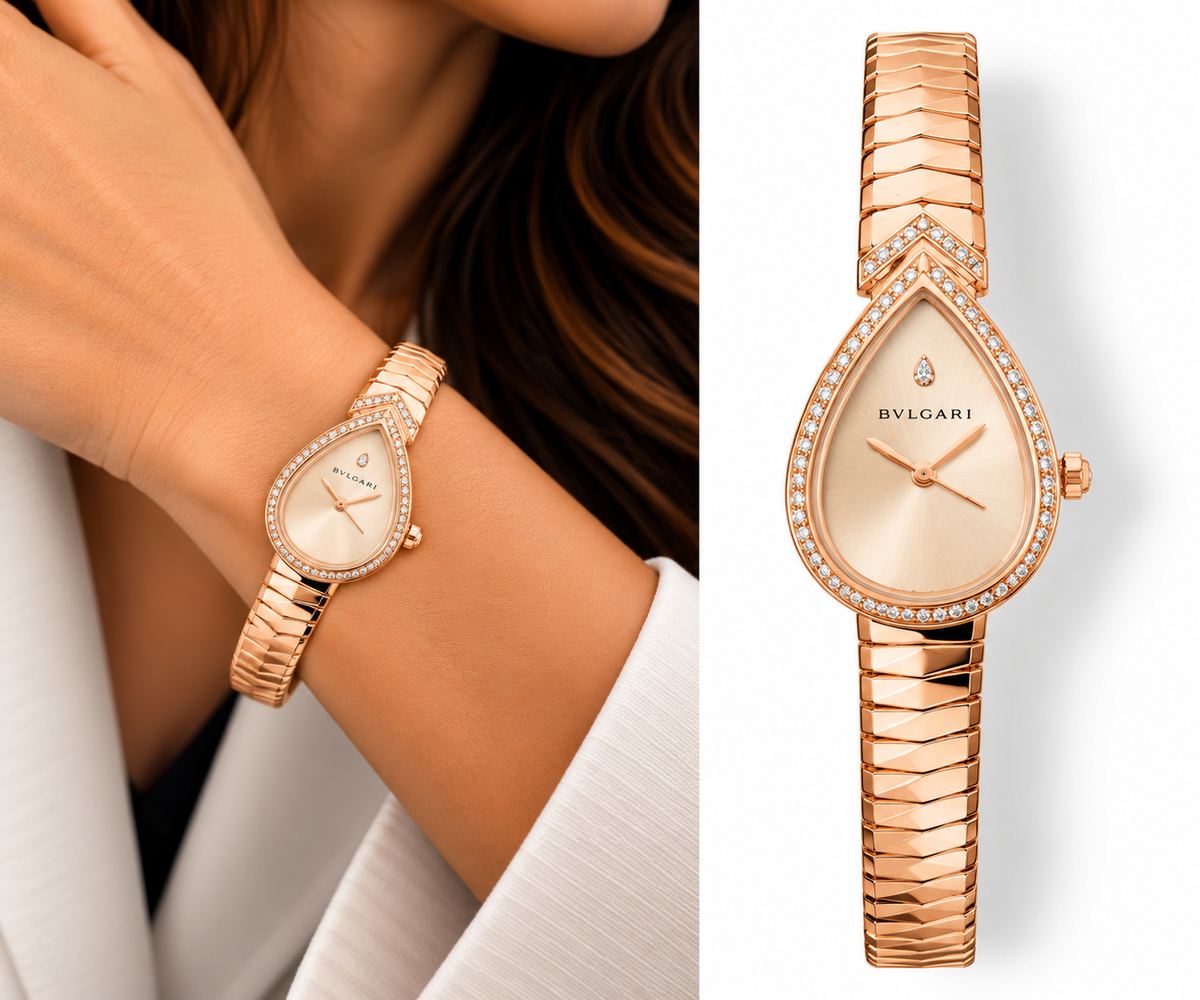 BVLGARI Champagne Teardrop Watch – Rose Gold