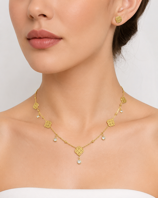 Mirella Gold Lattice Jewelry Set