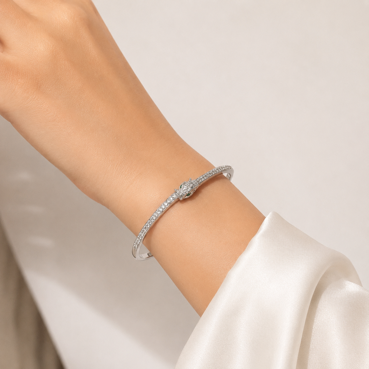Aurelia Silver Panther Bangle