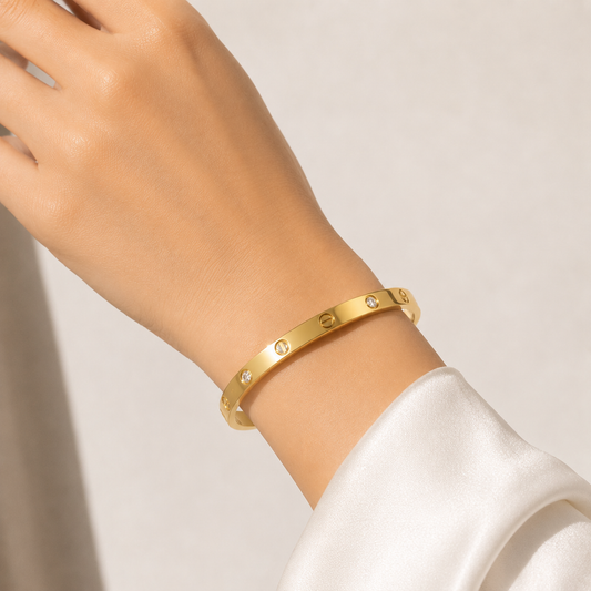 Solenne Gold Crystal Rivet Bangle