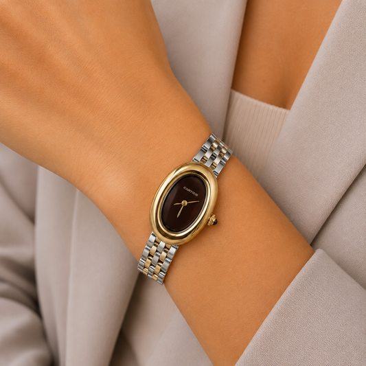 Cartier Oval Two-Tone Brown Dial Watch