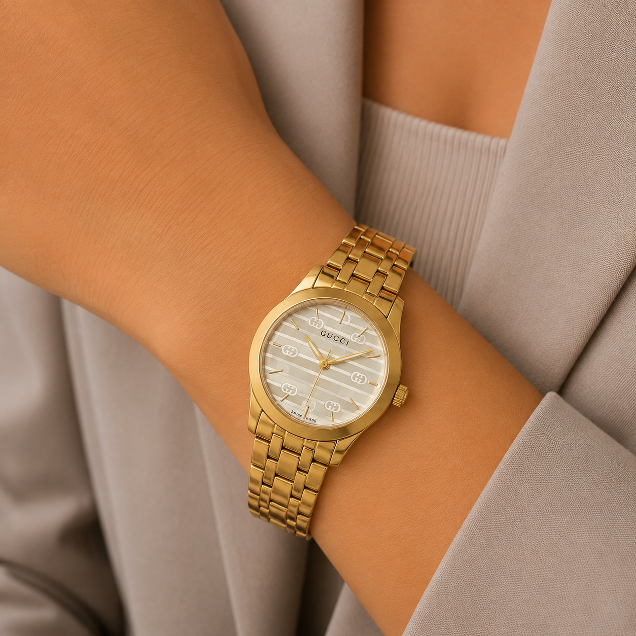 Gucci Gold GG Pattern Women’s Watch