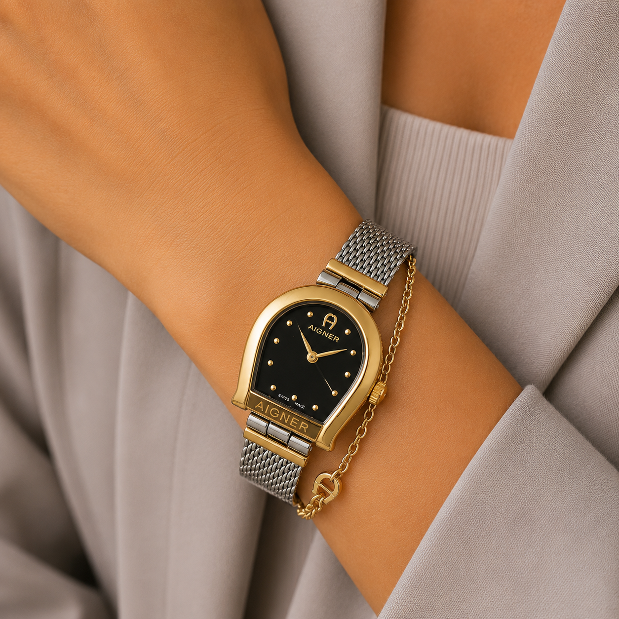 Aigner Two-Tone Black Dial Women’s Watch