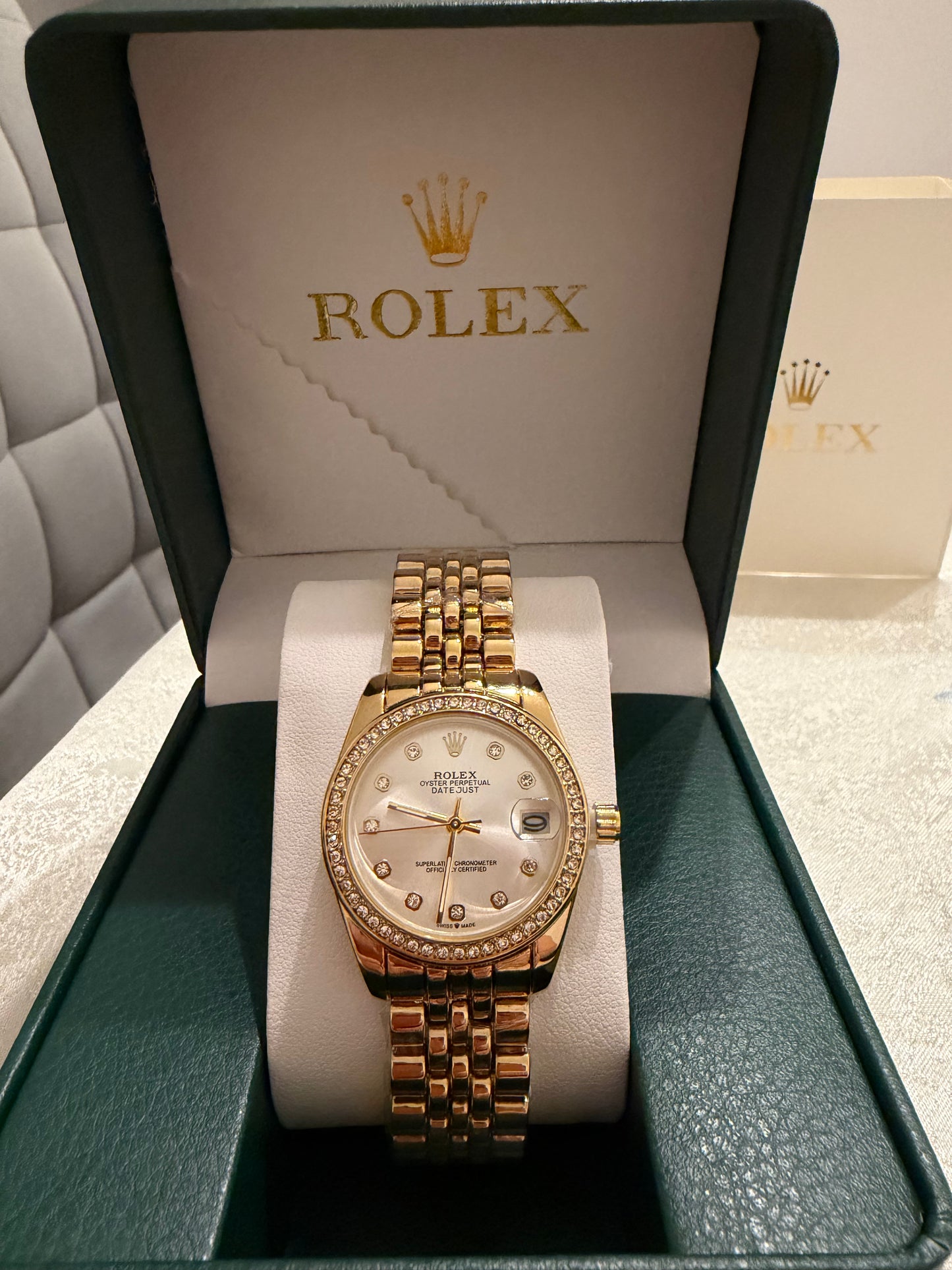 Rolex Two-Tone Champagne Diamond Watch