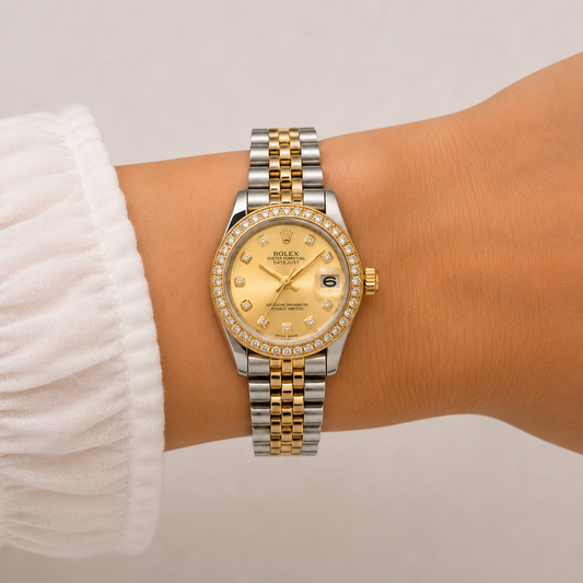 Rolex Two-Tone Champagne Diamond Watch