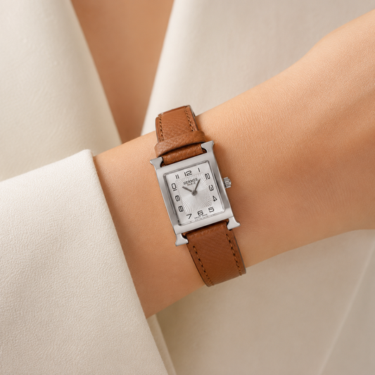 Hermès Heure H Brown Leather Watch – Silver Edition