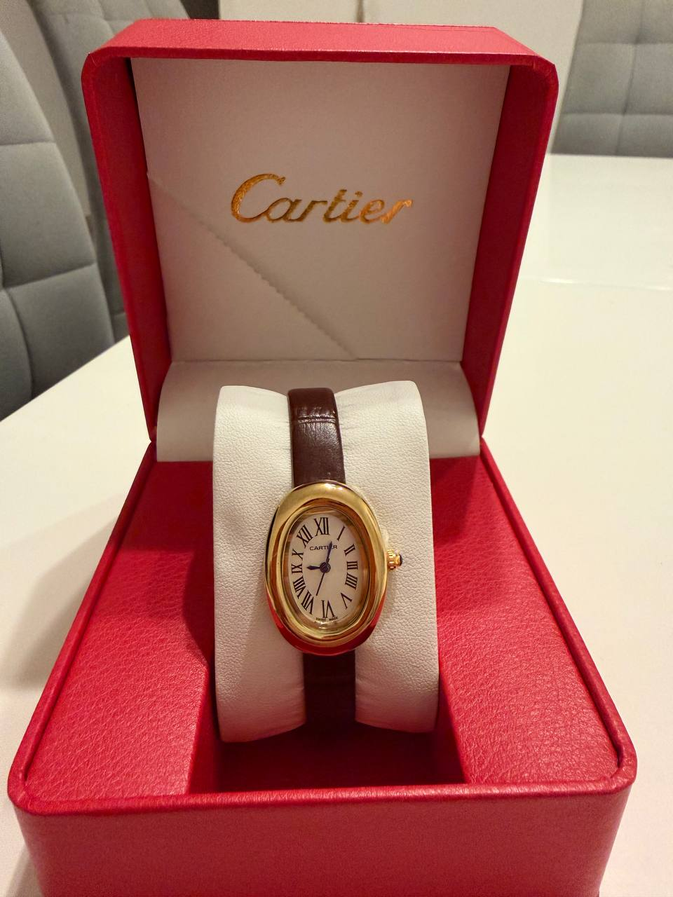 Cartier Baignoire Brown Leather Watch