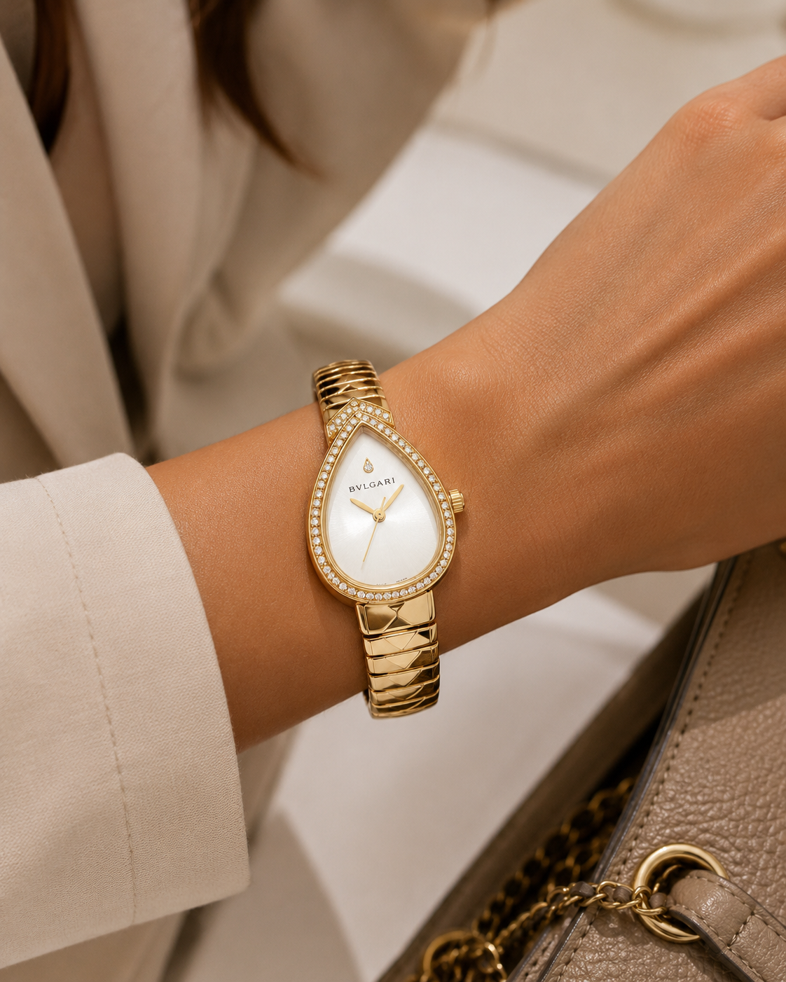 Bvlgari Serpenti Gold White Dial Watch