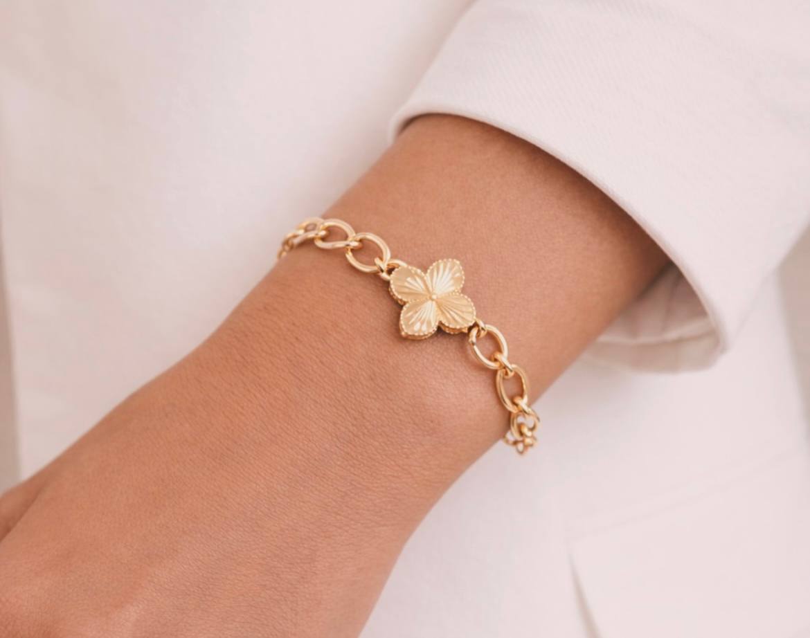 Golden Clover Charm Bracelet